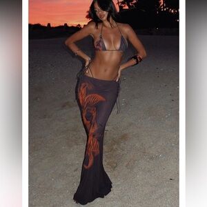 White Fox Chai Lily Bikini Set with matching maxi skirt